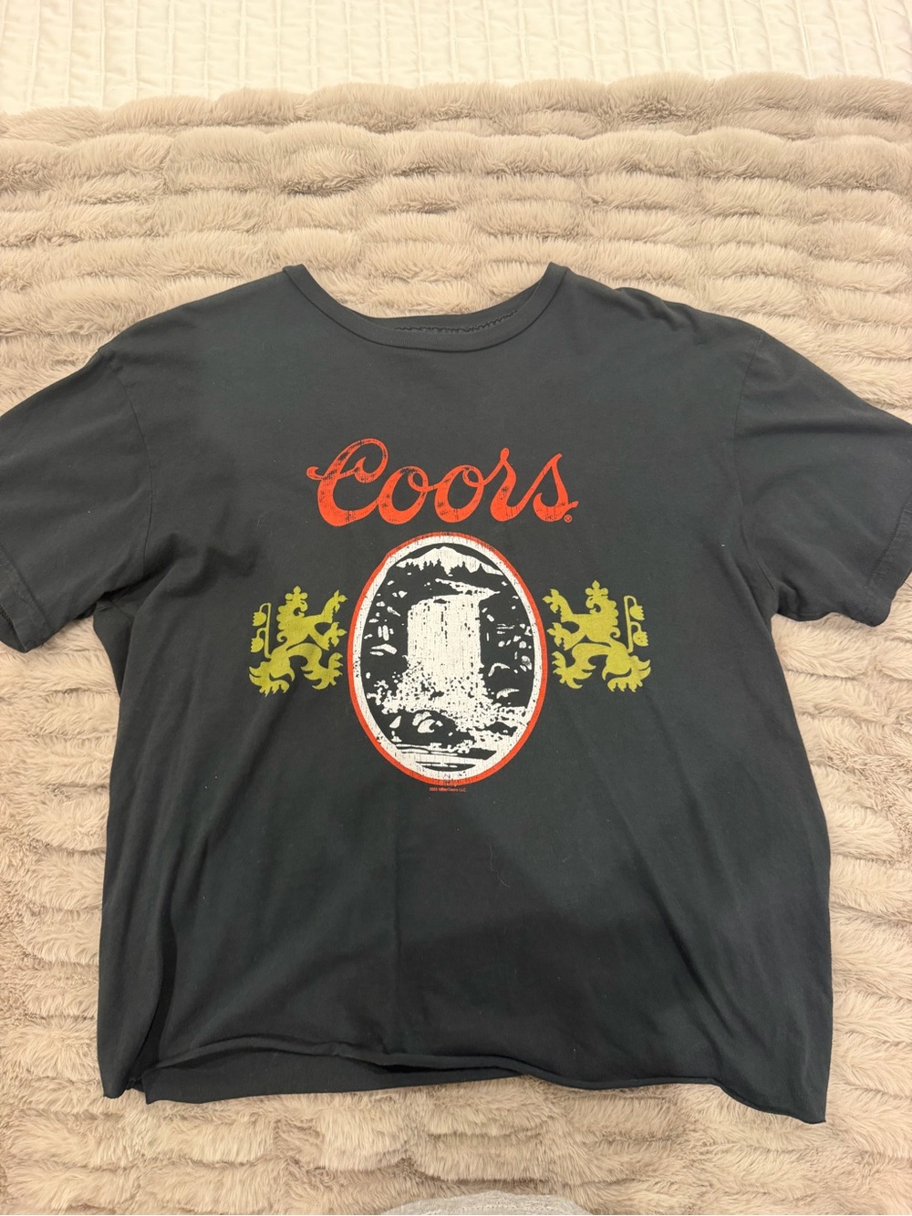 Original Retro Brand Black Coors Graphic Tee with Red & Green Print